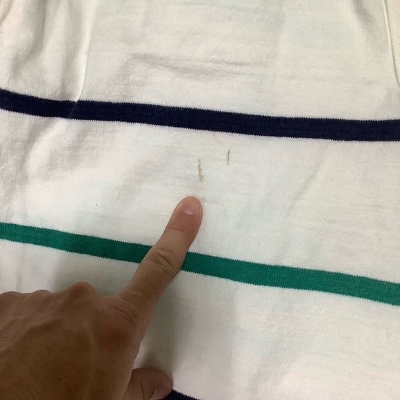 Lands’ End Men’s Authentic Rugby Shirt Striped White Polo Size Large - Picture 9 of 11